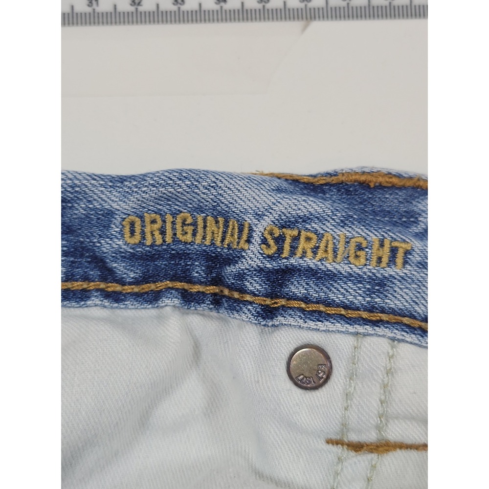 American Eagle Jeans Mens 34x32 Light Wash Good Original Straight Distressed - Picture 6 of 9